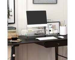 Monitorstandaard Transparant Met Toetsenbordvak En Opbergruimte Voor Schermen Tot 24 Inch Acryl 50,8 x 19 x 12 cm 2 Lagen