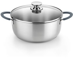 MONIX Grey | Steelpan met deksel 16 cm, 18/10 roestvrij staal met satijnen afwerking, drievoudig gesmede diffusorbodem, geschikt voor alle soorten fornuizen inclusief inductie