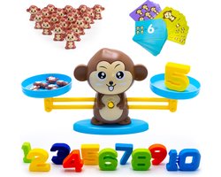 Monkey Balance Game - Kinderspel - Educatief Speelgoed Jongens & Meisjes - Sinterklaas Speelgoed - Ik Leer Rekenen - 4 Jaar - 5 Jaar - 6 Jaar - Leren Rekenen - Sinterklaas - Balansspel - Leren Tellen - Ik Leer Cijfers - Montessori Speelgoed - Cadeau