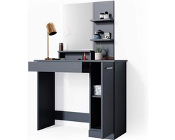 Monkey's Antraciet Kaptafel - Met Spiegel - Kaptafel Voor Vrouwen - 90 x 137,5 x 38 cm