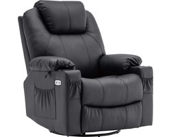 Monkey's Elektrische Massagestoel - Massagestoel - Kantelbaar - 240 Graden Draaibaar - Verwarmbaar - Relax stoel - Chill stoel - Zwart - Tv stoel - Warmtefunctie - Lig en trilfunctie - ‎100 x 84 x 109 cm