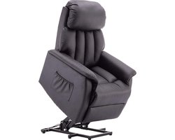 Monkey's Luxe Elektrische Relax stoel - Ligpositie 140 Graden - Voetensteun - Chill stoel - USB Aansluiting - Zwart - Kunstleer - Retro - Tv stoel - Sta Op Functie -‎ 77 x 72 x 110 cm