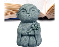Monnik Boeddha Beeld,Stenen Boeddhabeeld Voor Tuin En Buiten - Kalmerend Zen Boeddhistisch Sculptuur Voor Meditatie Yoga Woonruimte