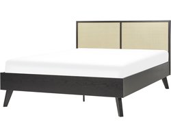 MONPAZIER - Tweepersoonsbed - Zwart - 140 x 200 cm - Populierhout