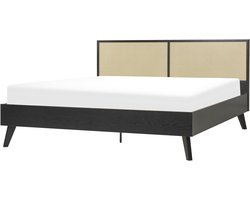MONPAZIER - Tweepersoonsbed - Zwart - 180 x 200 cm - Populierhout