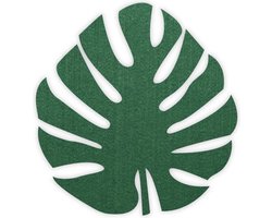 Monstera blad vilt onderzetter - Donkergroen - 6 stuks - Ø 9,5 cm Rond - Glas onderzetter - Cadeau - Woondecoratie - Woonkamer - Tafelbescherming - Onderzetters Voor Glazen - Keukenbenodigdheden - Woonaccessoires - Tafelaccessoires