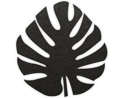 Monstera blad vilt onderzetter - Zwart - 6 stuks - Ø 9,5 cm Rond - Glas onderzetter - Cadeau - Woondecoratie - Woonkamer - Tafelbescherming - Onderzetters Voor Glazen - Keukenbenodigdheden - Woonaccessoires - Tafelaccessoires