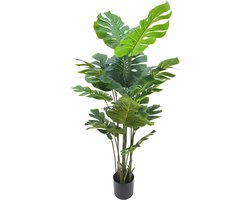 Monstera Kunstplant 145cm | Grote Monstera Kunstplant | Kunstplant voor Binnen | Grote groene kunstplant | Kunst gatenplant | Nep Monstera