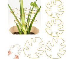 Monstera plantenstandaard (4-delig) - 2 kleine delen - 2 grote delen - Steunstaven voor kamerplanten - Steun voor plantenstengel - Metaal - Plantenstabilisator - Steunclip voor klimplanten - Bevordert krachtige plantengroei - Goud
