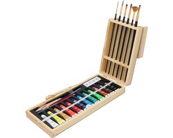 Mont Marte® Signature 23 delig Acrylverf met Penselen in Houten Kist