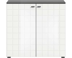 Monte ladekast wit hoogglans MDF TZ grijs NB - 37x92x86cm