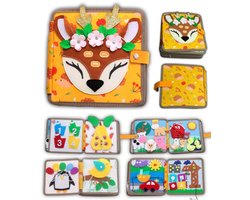 Montessori Busy Board - Activiteitenboek voor Jongens en Meisjes - Sensorisch Speelgoed Meisjes 3 jaar 4 jaar - Montessori Speelgoed 2 3 jaar - Doeboek Hert -Kinderspeelgoed 3 jaar - Educatief Speelgoedboek voor Onderweg - Cadeau Meisjes 3 jaar