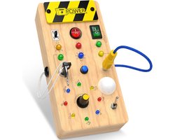 Montessori Busy Board - Activity Board vanaf 1 jaar - Montessori Houten Speelgoed met 8 ledlichtschakelaars - Sensorisch Educatief Speelgoed voor Baby's en Peuters vanaf 1 2 3 4 jaar