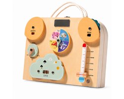 Montessori Busy Board – Educatief Speelgoed voor Peuters - Stimuleert Motoriek & Concentratie – Houten Activity Board – Cadeau Vanaf 3 Jaar