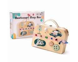 Montessori Busy Board – Educatief Speelgoed voor Peuters – Stimuleert Motoriek & Concentratie – Houten Activity Board – Perfect Cadeau 1-3 Jaar