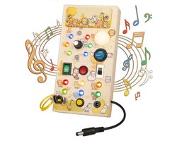 Montessori Busy Board met LED Lichtjes - Houten Activiteitenbord - Educatief Speelgoed 1 Jaar, 2 Jaar, 3 Jaar - Sensorisch Reisspeelgoed voor Peuters - Motoriek Speelgoed - Dierentuinserie