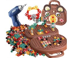 Montessori Gereedschapskist - Gereedschapskoffer - Kidstafel - Educatief Speelgoed - Fijne Motoriek - Sensorisch Speelgoed - Boormachine Speelgoed - Puzzlecraft Bear