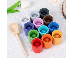 Montessori houten leerspeelgoed, sorteer- en stapelspel, kleuren sorteren en tellen, geschikt als educatief cadeau Geschikt voor kinderen vanaf 2 jaar.