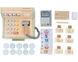 Montessori Houten Speelgoedkassa voor Kinderen – Speelgoedwinkeltje met Geldscanner en Creditcard – Educatief Rollenspel voor Peuters en Kleuters – Leerzaam Cadeau voor Jongens en Meisjes (3+)