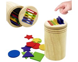 Montessori houten stokjes speelgoed voor 3 jaar - 8 kleuren sorteerspeelgoed - Natuurlijk houten peuter sensorisch matching spel - Verjaardagscadeau voor jongens en meisjes