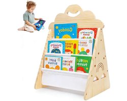 Montessori Kinderboekenkast voor Kinderen - Boekopberger voor Leeshoek en Kinderkamer - Ideale Oplossing voor Babyboeken en Speelgoedopslag