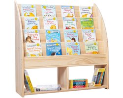 Montessori Massief Houten Kinderboekenkast & Speelgoed opbergkast - Mijn Eigen Bibliotheek - Kinderboekenrek - Opbergkast - Solide Houten Boekenkast - Boekenkast kinderen - Boekenplank - Kinderkamer Kast - Opbergrek - Speelgoedkast【WonderMind B001】