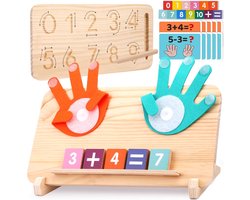 Montessori Reken Speelgoed voor Peuters 2-4 Jaar – Dubbelzijdig Telbord met Vinger- & Cijfertracing, Kleurrijke Cijferblokken, Educatief Houten Speelgoed voor Kinderen 1 3 5 Jaar Jongens Meisjes