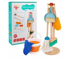 Montessori Schoonmaakset Kinderen – Houten Speelgoed Schoonmaak Set 7-delig – Met Bezem, Stoffer & Blik, Dweil & Plumeau – Educatief Rollenspel voor Peuters en Kleuters