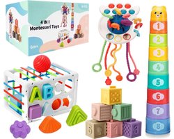 Montessori Speelgoed - Baby Speelgoed 6 maanden - Speelgoed 1 Jaar - Kinderspeelgoed - 4 in 1