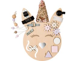 Montessori speelgoed - Educatief speelgoed - Smartgames voor kinderen - Activiteitenbord - Houten speelgoed - Motoriek speelgoed - Leerzame spellen - 50 X 62,5 CM - Ontdekbord Unicorn