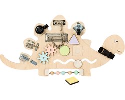 Montessori speelgoed - Educatief speelgoed - voor kinderen - Activiteitenbord - Houten speelgoed - Motoriek speelgoed - Leerzame spellen - 50 X 62,5 CM - Ontdekbord Dino