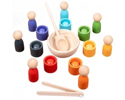 Montessori speelgoed met ballen in bekers voor baby's - Montessori sorteerspel en telspel met 7 kleuren voor kinderen, cadeau voor de vroege educatie en feestdagen