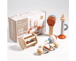 Montessori Speelgoed - Speelgoed 1 Jaar - Muziek Speelgoed - Houten Speelgoed - Baby Speelgoed - Myka's 5 Stuks