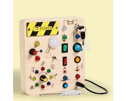 Montessori-zintuiglijk Activiteitenbord Voor Peuters, Houten Activiteitenbord Met Led-lampjes, Educatief Speelgoed Voor Onderweg, Draagbare Zintuiglijke Leeractiviteiten, Ideaal Voor Kinderen Met Autisme