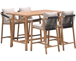 Monti barset - 5-dlg.- light teaklook - rope lava zwart - gobi sand