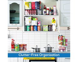 MONTKIARA Hoogwaardige voorraadkast, keukenorganizer, set van 8 opbergvakken voor koelkast, kasten, rekken, spoelbakken, cosmetica, kantoormateriaal, gereedschapsorganizer