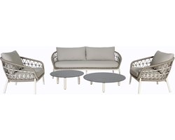 Montreal stoel bank loungeset 5 delig taupe rope