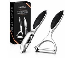 Montzys® Dunschiller Set 2 Stuks - RVS Aardappelschiller voor Aardappel, Fruit & Groente - Aardappelmesje & Keukengereedschap