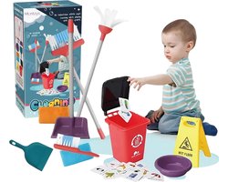Montzys® Kinder Schoonmaak Set - 10-delige Schoonmaakset - Montessori Speelgoed - Schoonmaaktrolley Kinderen