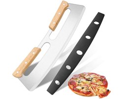 Montzys® Roestvrijstaal Pizzasnijder - RVS Pizzames - Pizza Snijder 35cm - Keukengerei & BBQ - Keuken Accessoires - Inclusief Beschermhoes