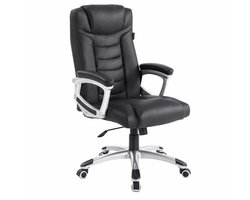 Monza Home® Bureaustoel Zwart – Ergonomische Bureau Stoel – PU Leder – Verstelbaar – 150kg Draagvermogen – Luxe Directiestoel