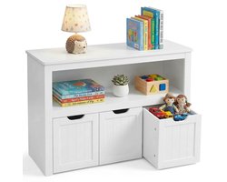 Monza Home® Speelgoedkast & Boekenkast Kind - Opbergkast - 102x30x60 cm - Wit