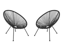 Monza Home® Tuinstoelen Set – Acapulco Stijl – Zwart – 2 stuks