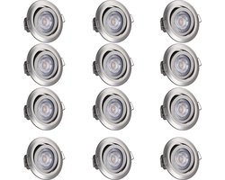 Monzana Inbouwspot 12er Set LED – 3 Standen Dimbaar 230V – Zilver