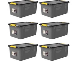 Monzana Opbergbox - Set van 6 Kunststof 40l Stapelbaar - Antraciet