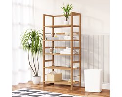 Monzana Opbergrek Boekenrek – met 5 Planken 135,5x58x27 cm - Bruin