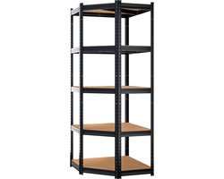 Monzana Stellingkast - Schroefloos 5 Schappen MDF 180x70x40cm - Zwart