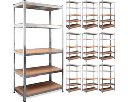 Monzana Stellingkast - Set van 10 Metaal 180x90x40cm 875kg - Zilver