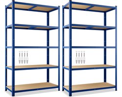 Monzana Stellingkast - Set van 2 180x90x40 875kg 5 MDF Platen - Blauw