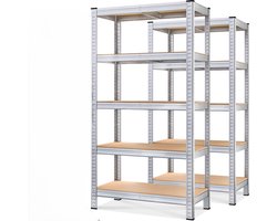 Monzana Stellingkast - Set van 2 180x90x40cm MDF 875kg - Zilver